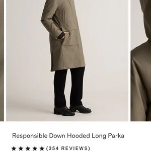 Quince down hooded jacket coat Women's soft olive  Coat small with fur